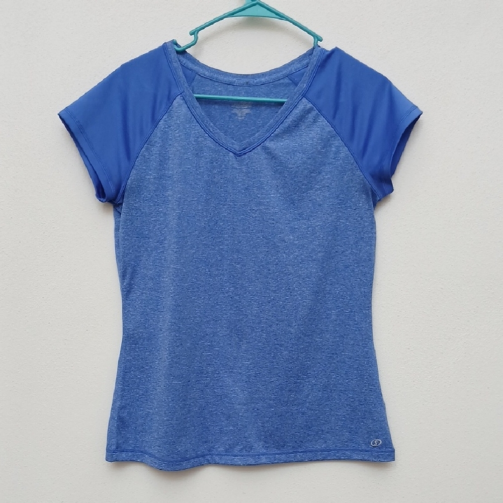 Spalding Royal Blue Quick Dry Fabric Short Sleeve Workout Top Size Med Gym